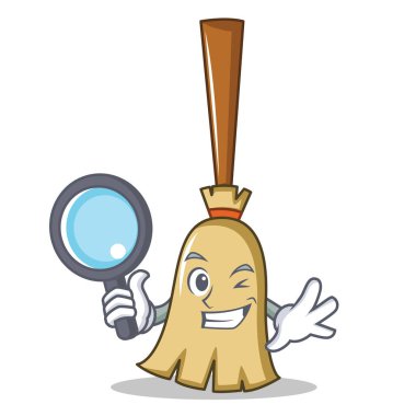 Dedektif süpürge karakter karikatür tarzı