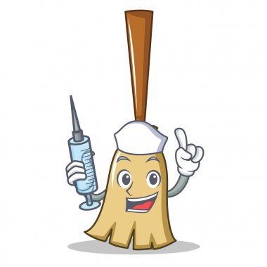 Hemşire süpürge karakter karikatür tarzı