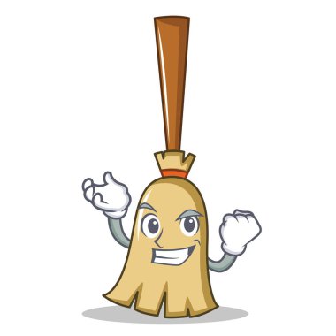 Başarılı süpürge karakter karikatür tarzı