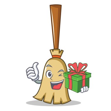 Hediye süpürge karakter karikatür tarzı ile