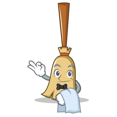 Garson süpürge karakter karikatür tarzı