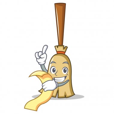 Menü süpürge karakter karikatür tarzı ile