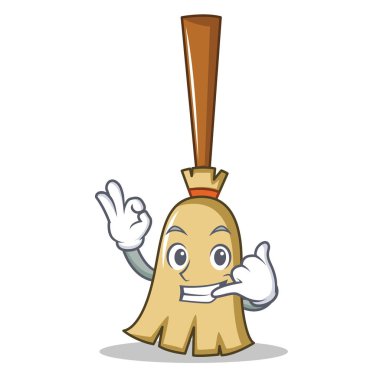 Beni süpürge karakter karikatür tarzı ara