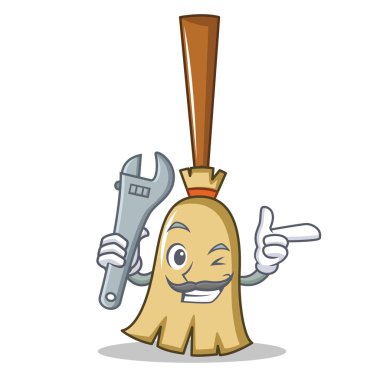 Mekanik süpürge karakter karikatür tarzı