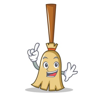 Parmak süpürge karakter karikatür tarzı