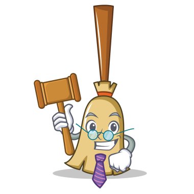 Yargıç süpürge karakter karikatür tarzı
