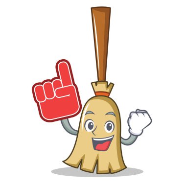 Köpük parmak süpürge karakter karikatür tarzı