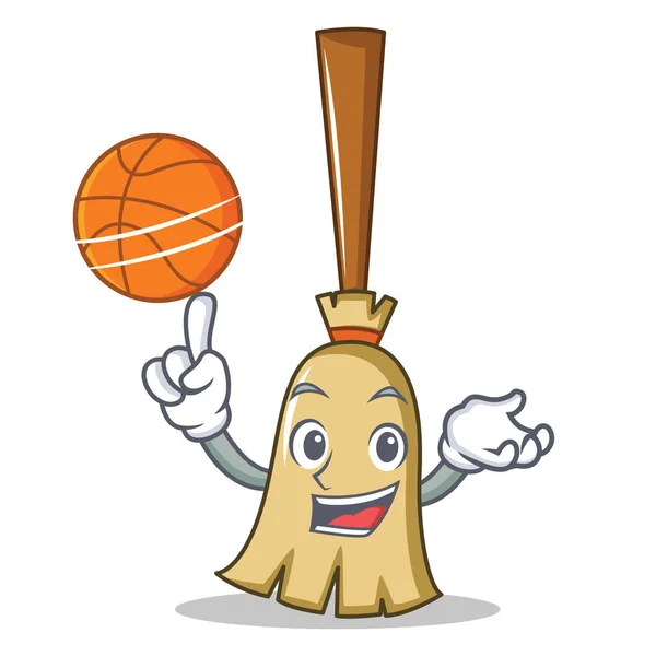 Basketbol süpürge karakter karikatür tarzı ile — Stok Vektör