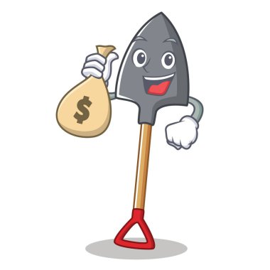 Para çantası kürek karakter karikatür tarzı ile