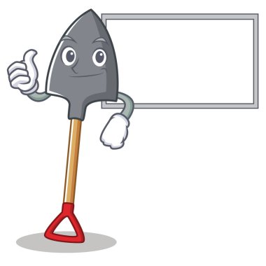 Başparmak yukarıya tahta kürek karakter karikatür tarzı ile