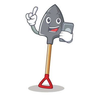 Telefon ile karakter karikatür tarzı kürek