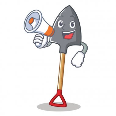 Megafon ile karakter karikatür tarzı kürek