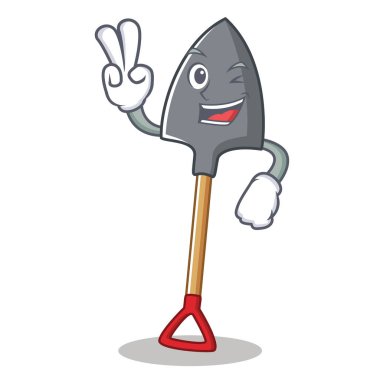 İki parmak küreği karakter karikatür tarzı