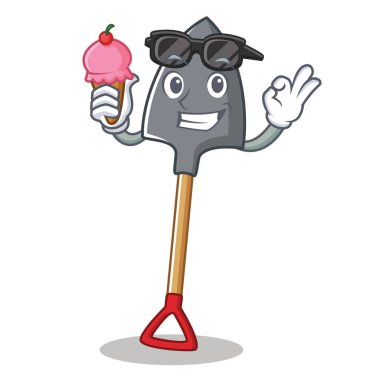 Dondurma ile karakter karikatür tarzı kürek