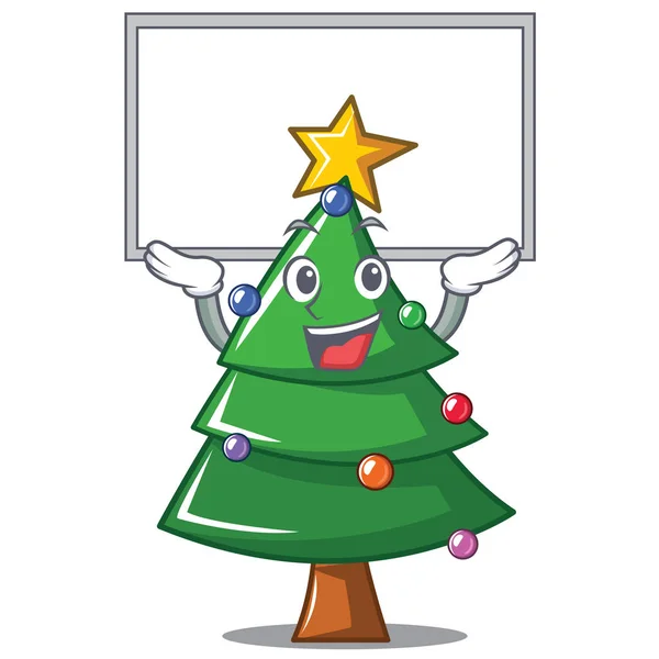 Arriba tablero árbol de Navidad personaje de dibujos animados — Archivo Imágenes Vectoriales