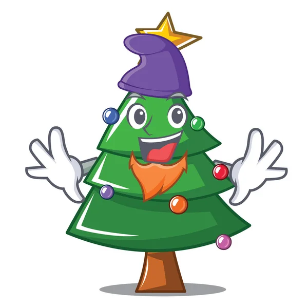 Elf Christmas tree charakter kreskówka — Wektor stockowy