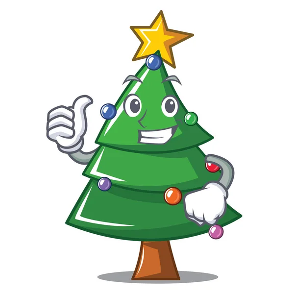 Pulgares hasta árbol de Navidad personaje de dibujos animados — Archivo Imágenes Vectoriales