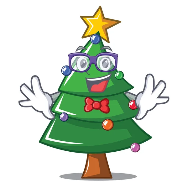 Geek árbol de Navidad personaje de dibujos animados — Vector de stock