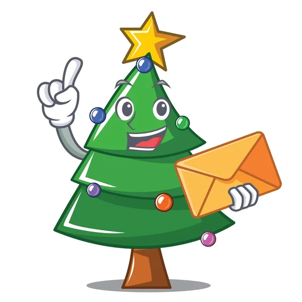 A boríték karácsonyfa karakter cartoon — Stock Vector