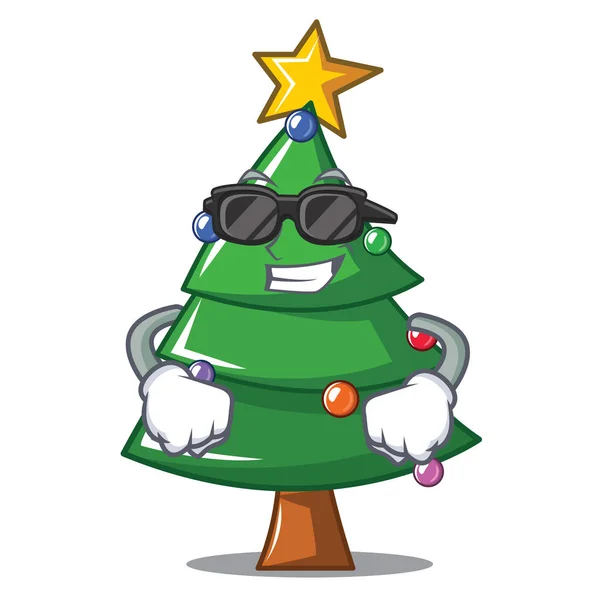 Super cool Christmas tree charakter kreskówka — Wektor stockowy