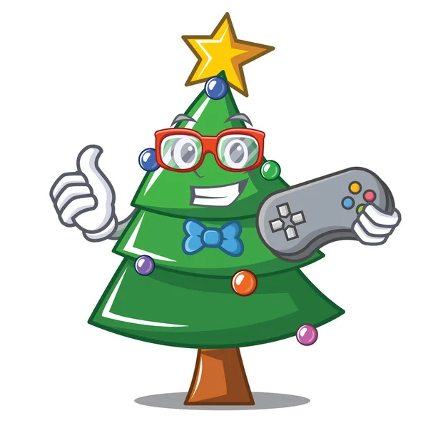 Gamer árbol de Navidad personaje de dibujos animados — Archivo Imágenes Vectoriales