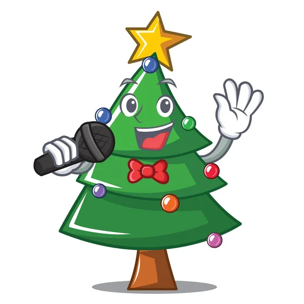 Canto árbol de Navidad personaje de dibujos animados — Archivo Imágenes Vectoriales