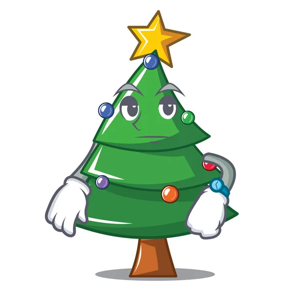 Waiting Christmas tree character cartoon — Stock Vector