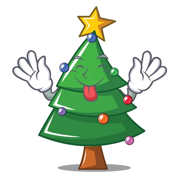 Lengua fuera del árbol de Navidad personaje de dibujos animados — Vector de stock