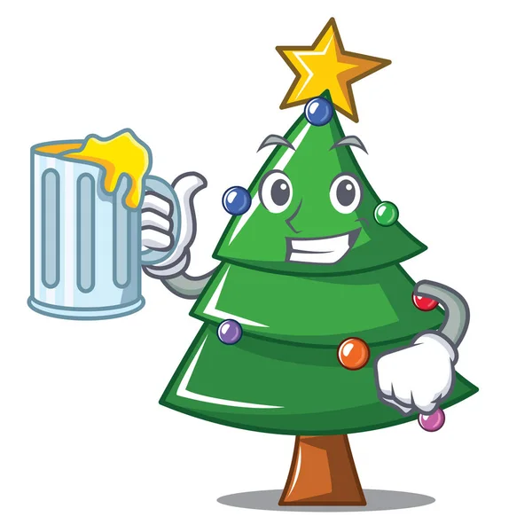 With juice Christmas tree character cartoon — Stock Vector