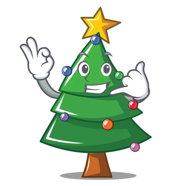 Appelez-moi arbre de Noël personnage dessin animé — Image vectorielle