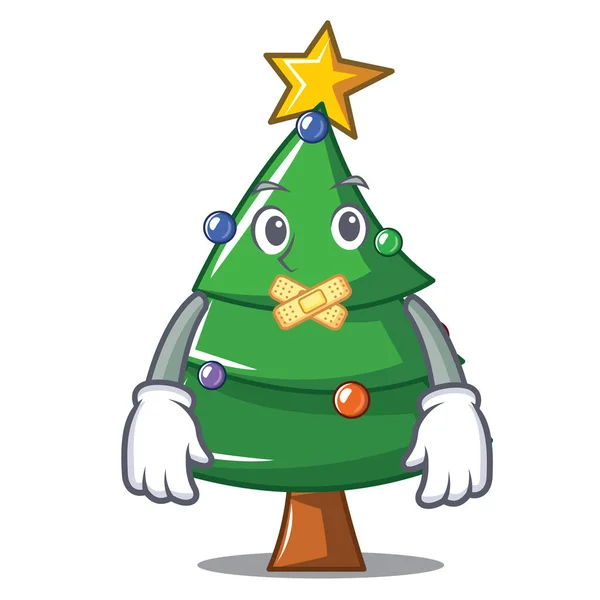 Árbol de Navidad silencioso personaje de dibujos animados — Vector de stock