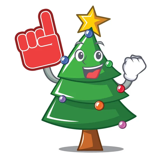 Schaumstoff Finger Weihnachtsbaum Charakter Cartoon — Stockvektor