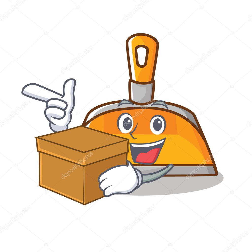With box dustpan character cartoon style