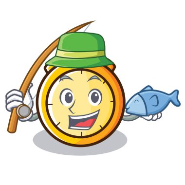 Chronometre karakter karikatür tarzı Balık tutma
