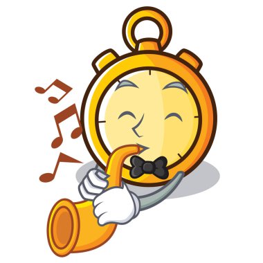 Trompet Chronometre karakter karikatür tarzı ile