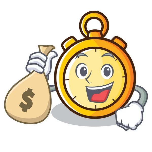 S peníze pytle chronometr charakter kreslený styl — Stockový vektor