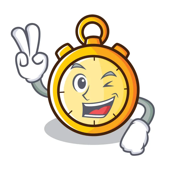 Chronometre karakter karikatür tarzı iki parmak — Stok Vektör