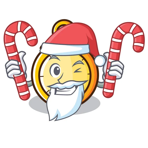Санта з символом цукерки хронометра мультфільм стиль — стоковий вектор