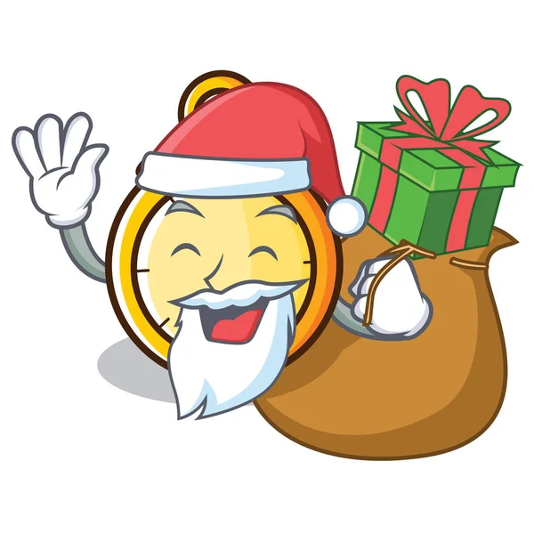 Santa con regalo cronómetro personaje de dibujos animados estilo — Archivo Imágenes Vectoriales