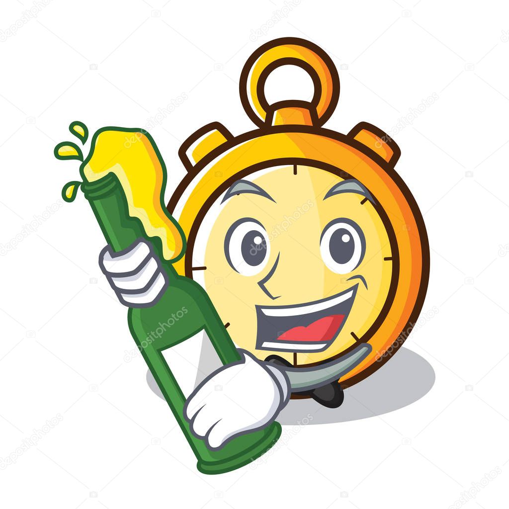 With beer chronometer character cartoon style