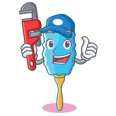 Tesisatçı tüy silgi karakter karikatür