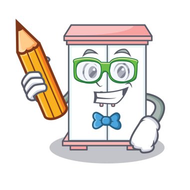 Öğrenci kabine karakter karikatür tarzı