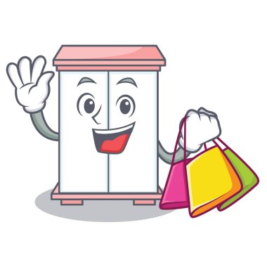 Kabine karakter karikatür tarzı alışveriş