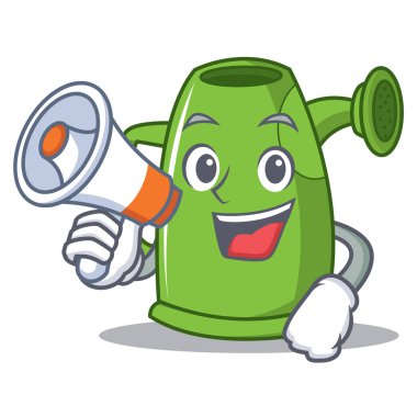 Megafon ile sulama karikatür karakter