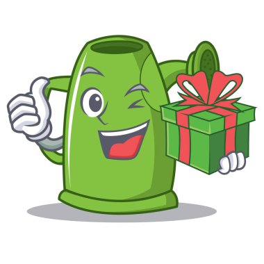 Hediye ile sulama karikatür karakter