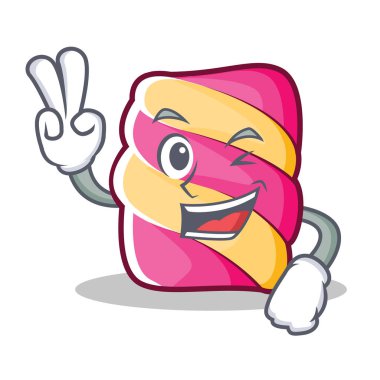 Hatmi karakter karikatür tarzı iki parmak