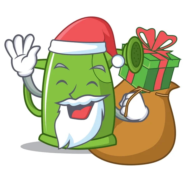 Weihnachtsmann mit Geschenk Gießkanne Charakter Cartoon — Stockvektor