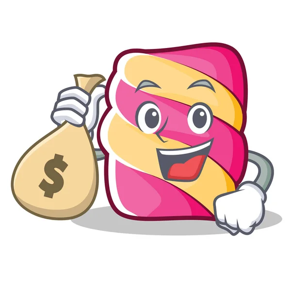 Mit Geldbeutel Marshmallow Charakter Cartoon-Stil — Stockvektor