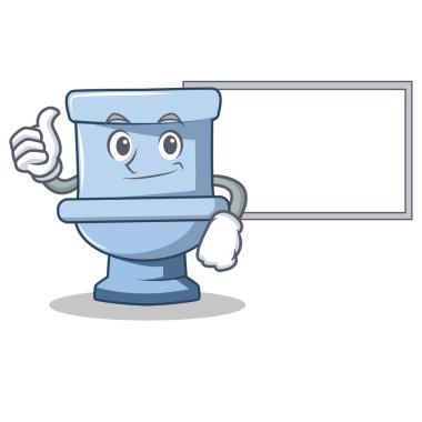 Başparmak yukarıya kurulu tuvalet karakter karikatür tarzı ile