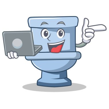 Dizüstü tuvalet karakter karikatür tarzı